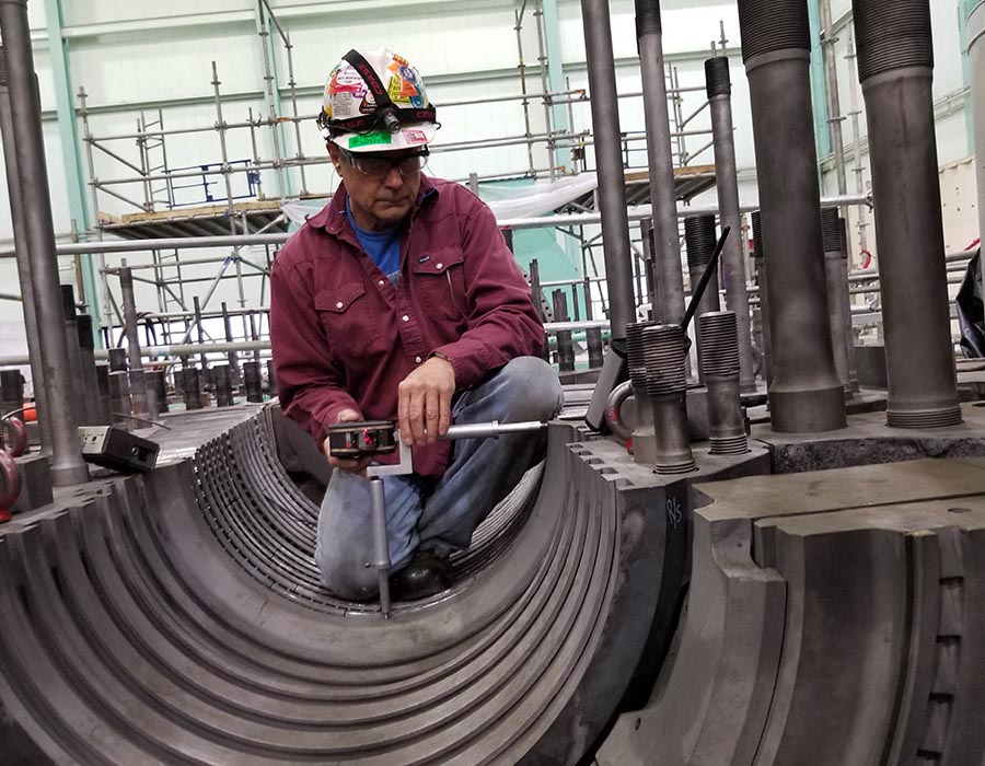 Industrial turbine alignment equipment setup