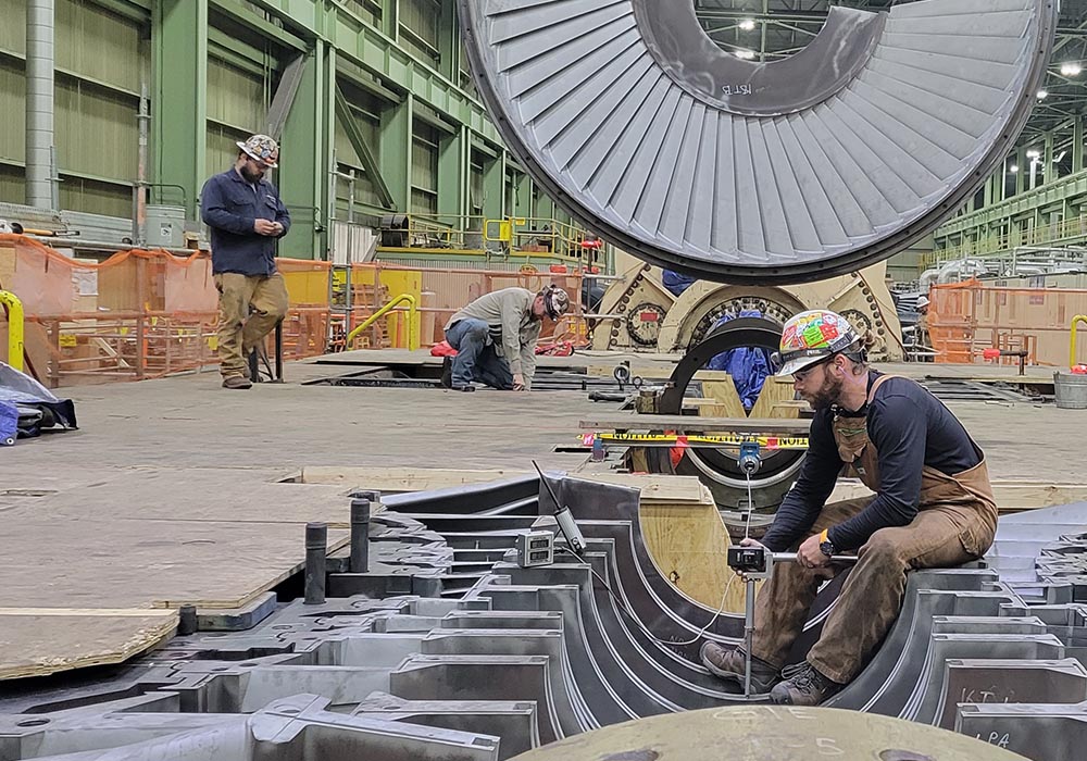 Steam turbine laser alignment process in utility plant